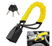 OHVBAEON Bloccasterzo per auto da volante a cinture di sicurezza, universale, resistente, ad alta visibilità, dispositivo antifurto, 3 chiavi (giallo)
