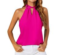 OHXSM Canotta da Donna Estiva con Scollo all'Americana Top in Cotone Morbido Senza Maniche in Tinta Unita Maglietta Cami Top da Donna Elegante Camicetta Magliette da Donna Canotta in Chiffon,D-rosso,L