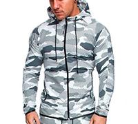 OHXSM Felpa con Cappuccio Mimetica da Uomo Giacche Leggera Felpa con Cappuccio a Maniche Lunghe con Zip Top Maglione Felpa con Cappuccio con Zip da Uomo Giacca Mimetica Top Giacca Cardigan Mimetico