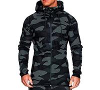 OHXSM Felpa con Cappuccio Mimetica da Uomo Giacche Leggera Felpa con Cappuccio a Maniche Lunghe con Zip Top Maglione Felpa con Cappuccio con Zip da Uomo Giacca Mimetica Top Giacca Cardigan Mimetico