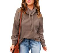 OHXSM Felpe Leggere Casual da Donna a Maniche Lunghe Camicia a Tunica con Collo ad Anello Pullover Top con Collo ad Anello Felpe Leggere Maglia Top Maglioni Lunghi Felpa con Coulisse a Collo Alto