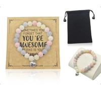 OHYANYAO 1 Braccialetto Con Perline Da 8 MM Da Donna,Braccialetto Dell'Amicizia Con Biglietto D'Auguri E Sacchetto Di Velluto,Braccialetto Creativo Per Compleanni,Festività,Lauree,Feste