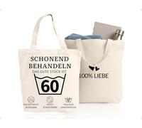 OHYANYAO Borsa in Tessuto per 60° Compleanno,Schonend Behandeln Das Gute Stück Ist 60",Divertente Borsa Shopper per Uomini e Donne,per Feste di Compleanno,Uso Quotidiano