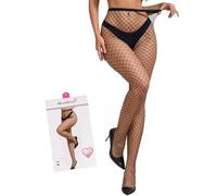 ohyeahlady Collant a Rete Curvy per Donna Taglie Forti XS-5XL Calze Autoreggenti Vita Alta Fantasia Mesh Stockings Fishnet Elastico Lingerie Socks Calzini Nylon Intimo 40-120KG Nero,L-XXL