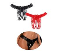 ohyeahlady Perizoma Donna con Perle Taglie Forti Mini Perizoma Seducente String Filo Tanga Aperto Mutande Hot con Buco G-Strings Intimo Curvy Biancheria Intima S,Nero+Bianco