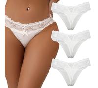 ohyeahlady Perizoma Donna Seducente Hot Curvy Taglie Forti Set Mutande Brasiliana Pizzo Micro Bikini Mare Tanga Sexydonna Hot Slip Invisibile Traspirante Senza Cuciture Lingerie Thong 3Bianco,XL-XXL