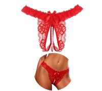 ohyeahlady Perizoma Donna Sexyhot Aperto con Perle Taglie Forti Mini Perizoma Seducente String Filo Tanga Sexyhot Aperto Mutande Hot con Buco G-Strings Intimo Curvy Biancheria Intima XXL,Rosso