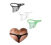 ohyeahlady Perizoma Uomo Slip Tanga Pizzo a Rete Intimo Mutande Taglia Grande String Traspirante G-String Maschile a Vita Bassa Aperto Thong T-Back (3 Pack,S)
