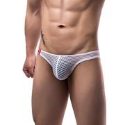 ohyeahlady Slip da Uomo Sexy in Rete Traspirante di Maglia Taglie Forti Tanga Elasticizzato Curvy String Vita Bassa Perizoma Comodo Morbido Maschile Mutande Confortevoli Intimo Seducente (Bianco,M)