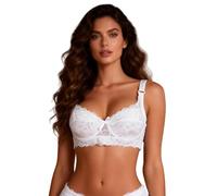 ohyeahlady Spalline Regolabili Reggiseno Donna Pizzo Push Up con Ferretto Reggiseni Coppa Completa Brassiere in Morbida Bikini Bralette Invisibile Bra Bustino Top Elegante Intimo Curvy Bianco,IT 4C