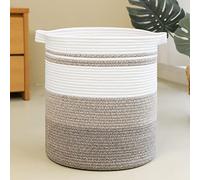 OIAHOMY 58L Laundry Baskets-Laundry Hamper, Storage Basket with Handles, Decorative Basket for Living room, Woven Storage Basket for Toys Bin, Pillows, Blankets, Clothes-18x16in-Gradient Brown