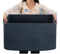 OIAHOMY, Cesto grande per coperte, 75 l, con manico, in corda di cotone, 55,9 x 43,2 x 30,5 cm, cestino per coperte, soggiorno, cestino per giocattoli per la cameretta dei bambini, blu