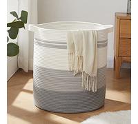 OIAHOMY Cesto portabiancheria con manici, 80 l, cestino decorativo per soggiorno, cestino portaoggetti in tessuto per giocattoli, cuscini, coperte, vestiti, 50,8 x 45,7 cm, grigio sfumato