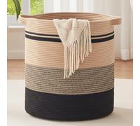 OIAHOMY Cesto portabiancheria da 80 l, con manici, cestino decorativo per soggiorno, cestino portaoggetti in tessuto per giocattoli, cuscini, coperte, vestiti, 50,8 x 45,7 cm, giallo e nero