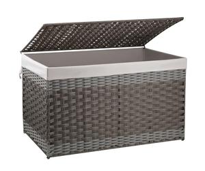 OIAHOMY Cesto portaoggetti extra large con coperchio, 160 l, cestino per coperte con fodera rimovibile, cestino in vimini con manico, pieghevole, cestino intrecciato a mano per camera da letto,