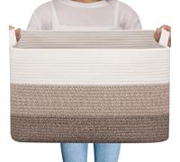 OIAHOMY - Cesto portaoggetti grande da 65 l, cesto per coperta in tessuto di corda di cotone, cestino per giocattoli per la camera dei bambini, cestino per riporre il soggiorno, 20 x 16 x 12