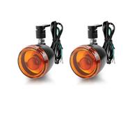 OIAJDSAD Indicatori Direzione Per Moto Per Dyna Per Softail Sportster 883 1200 2 Pezzi Ambra Moto Metallo Indicatori Direzione Anteriori Luci DRL 3 Fili Lampadina(Bulb Style A)