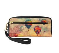 OIBNKCN Borsa per il trucco versatile da viaggio con mongolfiere che volano nel cielo, stampa su entrambi i lati, organizer per cosmetici in pelle PU ultra morbida per donne, regali per la festa della