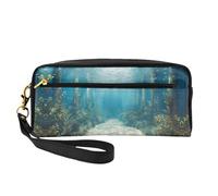 OIBNKCN Borsa per il trucco versatile da viaggio con paesaggio sottomarino, stampa fronte-retro, ultra morbida, in pelle PU, organizer per cosmetici, per donne, festa della mamma e apprezzamento degli