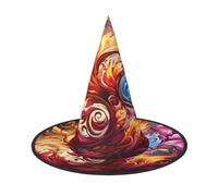 OIBNKCN Cappello da strega colorato con fiamma misteriosa per Halloween, perfetto per donne, uomini, cappello da strega, decorazione da appendere e per feste