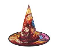 OIBNKCN Cappello da strega colorato con fiamma misteriosa per Halloween, perfetto per donne, uomini, cappello da strega, decorazione da appendere e per feste