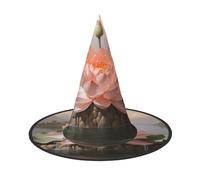 OIBNKCN Cappello da strega con il fascino del fiore di loto nel lago, perfetto per donne, uomini, cappello da strega, decorazione da appendere e per feste