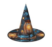 OIBNKCN Cappello da strega con lampada dorata per Halloween, perfetto per donne, uomini, cappello da strega, decorazione da appendere e per feste