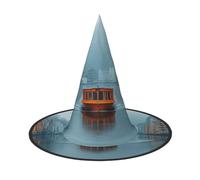 OIBNKCN Cappello da strega con navi nel fiume, perfetto per donne, uomini, cappello da strega, decorazione da appendere e per feste