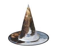 OIBNKCN Cappello da strega con orso solitario nella bufera di neve, perfetto per donne, uomini, cappello da strega, decorazione da appendere e per feste
