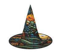 OIBNKCN Cappello da strega di Halloween di una città comica, perfetto per donne, uomini, cappello da strega, decorazione da appendere e per feste