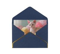 OIBNKCN Happy little catUnique elegante biglietto di auguri - vuoto all'interno, assortimento di biglietti per tutte le occasioni, include buste e adesivi dorati.