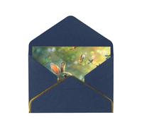 OIBNKCN Ingenuo coniglietto unico elegante biglietto di auguri - vuoto all'interno, assortimento di biglietti per tutte le occasioni, include buste e adesivi dorati.
