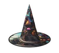 OIBNKCN Magic Cottage Cappello di Halloween Cappello da strega - Perfetto per donne, uomini, cappello da strega, decorazione da appendere e per feste