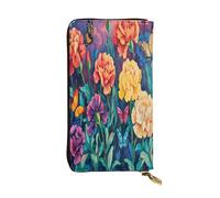 OIBNKCN Portafoglio in pelle di alta qualità con farfalle che ballano sulle rose, con cerniera in metallo, tasche multiple per carte di credito, regalo ideale per lei o lui