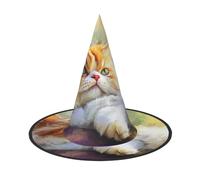 OIBNKCN Simpatico cappello da strega con gatto perso nei pensieri, perfetto per donne, uomini, cappello da strega, decorazione da appendere e per feste