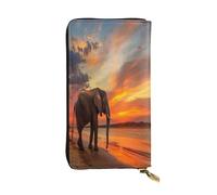 OIBNKCN The lonely Elephant - Portafoglio in pelle di alta qualità con cerniera in metallo, tasche multiple per carte di credito, regalo ideale per lei o lui