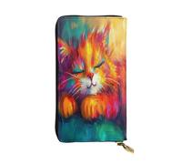 OIBNKCN The quiet sleeping cat portafoglio in pelle di alta qualità con cerniera in metallo, tasche multiple per carte di credito, regalo ideale per lei o lui