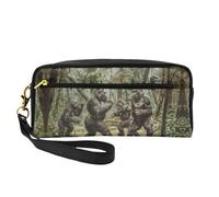 OIBNKCN Trousse da viaggio versatile con scimpanzé che competono nella giungla, stampa su entrambi i lati, organizer per cosmetici in pelle PU ultra morbida per donne, regali per la festa della mamma