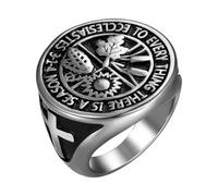 Oidea Anelli cristiani da uomo: anello vintage in acciaio inossidabile con dedica biblica ispiratrice croce anello dichiarazione religiosa anello sigillo anello fede gioielli regali, Metallo, Non