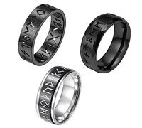 OIDEA Anello Uomo Acciaio Antistress: 3 Anelli Fidanzamento Girevoli Ritaglio del Simbolo Vichingo Cavo Nodo Celtico Liscio Regalo Promessa Ragazzo Stile 2 Misura 14