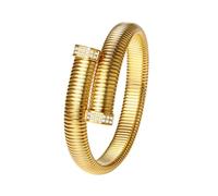 OIDEA Bracciale aperto da donna: bracciale da donna placcato oro 14 K largo 10 mm con zirconia cubica a forma di serpente grosso braccialetto da donna braccialetto elastico gioielli regali