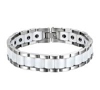 OIDEA Bracciale Braccialetto per Uomo Semplice ed Elegante Bracciale Catena in Acciaio Inox Grande Larghezza Ceramica Bianco Regalo Perfetto