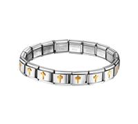 OIDEA Bracciale con ciondoli italiani Unisex: bracciale croce religiosa modulare 9 mm in acciaio inox per donna uomo - per regali, Acciaio inossidabile, Non applicabile.