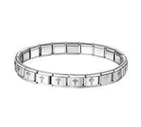 OIDEA Bracciale con ciondoli italiani Unisex: bracciale croce religiosa modulare 9 mm in acciaio inox per donna uomo - per regali, Acciaio inossidabile, Non applicabile.