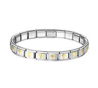 OIDEA Bracciale con ciondoli italiani Unisex: bracciale croce religiosa modulare 9 mm in acciaio inox per donna uomo - per regali, Acciaio inossidabile, Non applicabile.