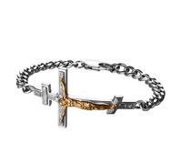 OIDEA Bracciale da uomo in acciaio inossidabile: bracciale con croce ortodossa Gesù pesante, stile Punk Rock maschile, croce bizantina, argento catena cubana, regali di compleanno festa del papà