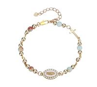 Oidea Braccialetto con croce della Vergine Maria da donna: delicata Virgen De Guadalupe perline rosario catena braccialetti religiosi cresima battesimo prima comunione Pasqua fede gioielli regalo, one