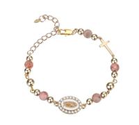 Oidea Braccialetto con croce della Vergine Maria da donna: delicata Virgen De Guadalupe perline rosario catena braccialetti religiosi cresima battesimo prima comunione Pasqua fede gioielli regalo, one