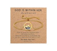 Oidea Braccialetto da donna con semi di senape: regolabile, per fede cristiana, battesimo, cresima, gioiello con semi di senape, regalo religioso per lei, Misura unica, Metallo, Non pietra preziosa