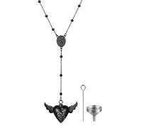 Oidea Collana a forma di serpente con urna a forma di cuore per ceneri con catena rosario a forma di Y, collana apribile con cucchiaio, gioiello commemorativo per cremazione, Misura unica, Metallo